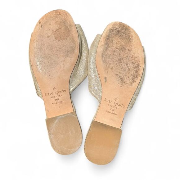 2/$25 Kate Spade Gold Shimmer Sandals Slides Fairycore Embellished Soft Girl 7.5 - Picture 9 of 12